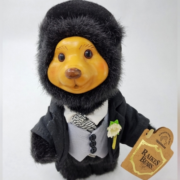 Vintage 1990 Applause Raike's Groom Bear Robert Rikes Wooden Face - Picture 1 of 9